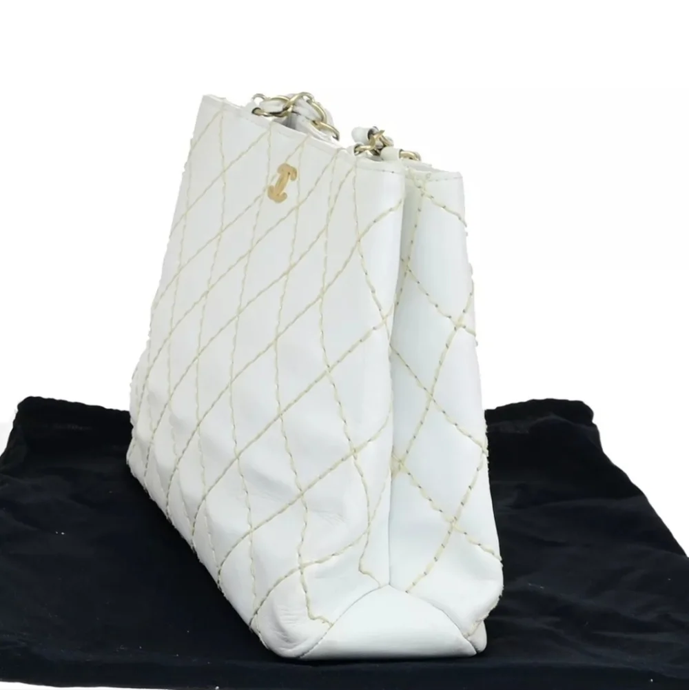 CHANEL 🔥Rare🔥 Wild Stitch Lambskin Quilted Chain Shoulder Bag!